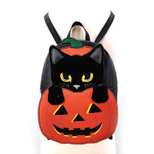 Furry Black Cat in Pumpkin Mini Backpack