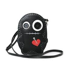 Stitched VooDoo Doll Black Crossbody Bag